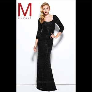 Mac Duggal Black Beaded Dress 4242R